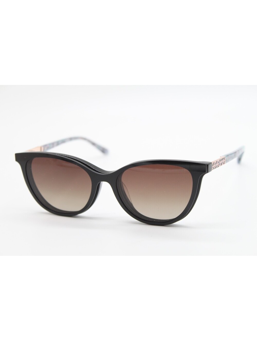 NEW ANN TAYLOR AT350CP C01 BLACK BLUE GOLD AUTHENTIC SUNGLASSES W/CLIP-ON 52-16